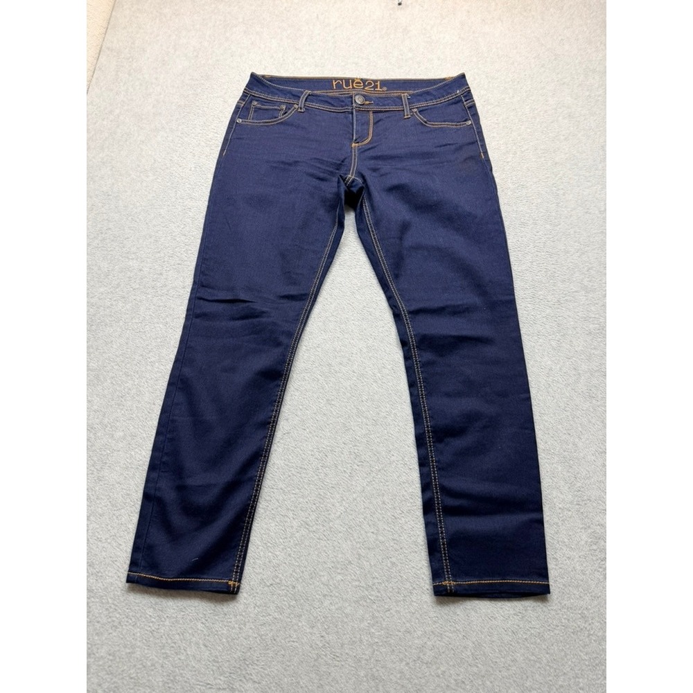 Rue21 Womens Dark Wash Skinny Jeans Blue Denim Size 7/8 Low Rise Stretch